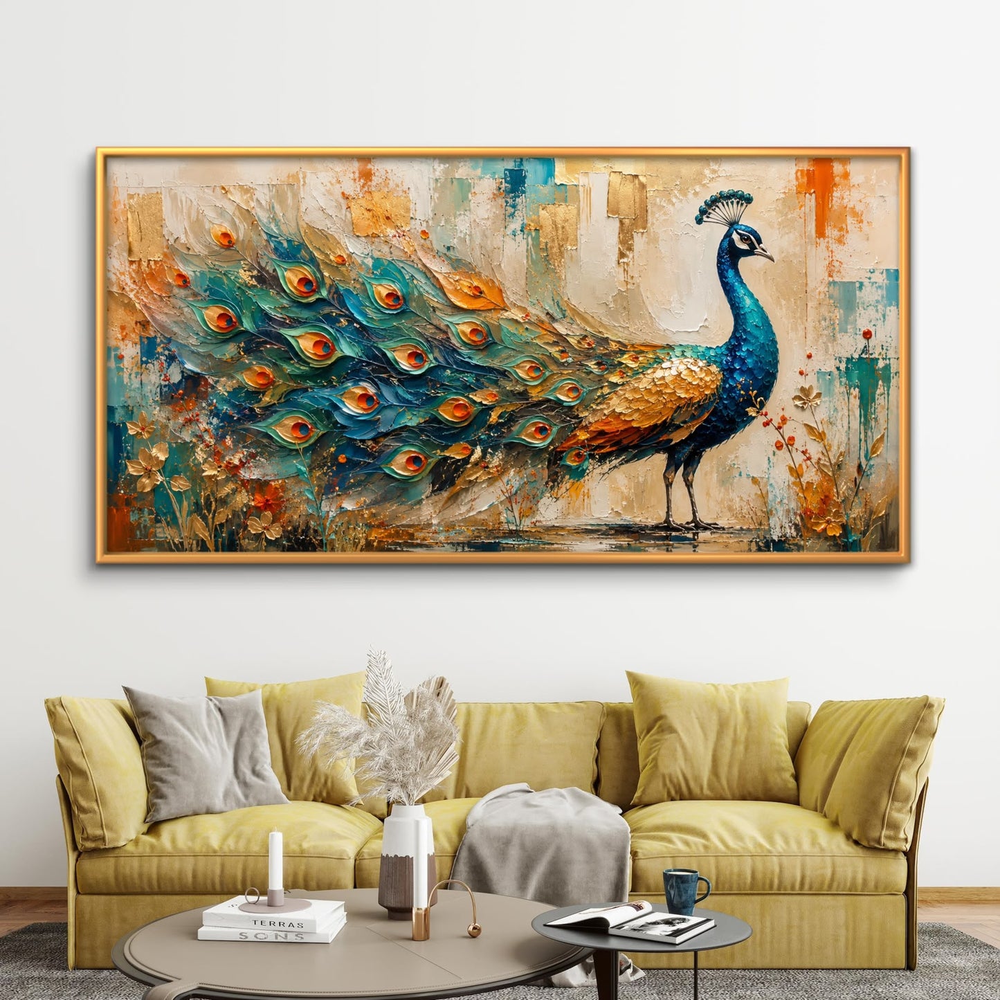 Peacock Premium Canvas Painting - Buy Online | Decor By Neon