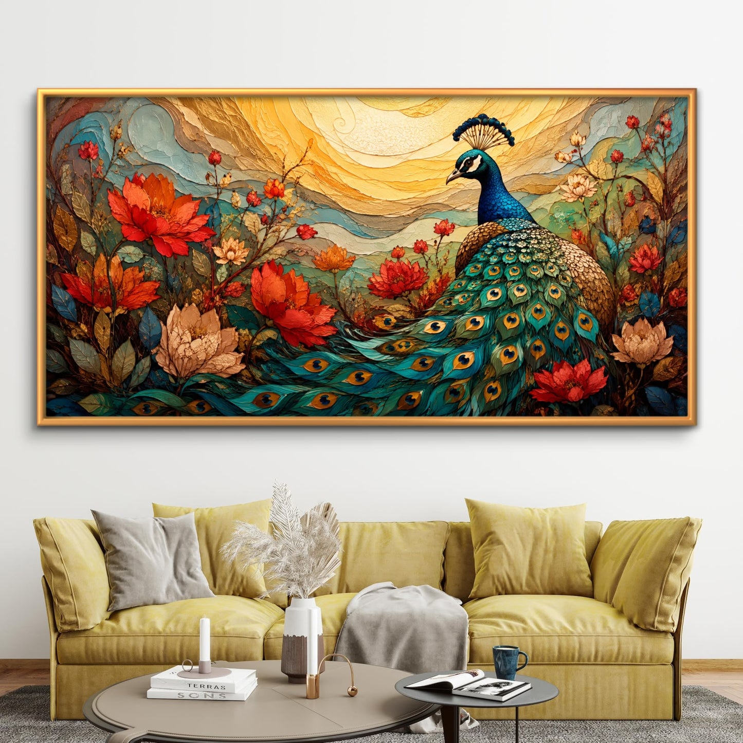 Peacock Premium Canvas Painting - Buy Online | Decor By Neon