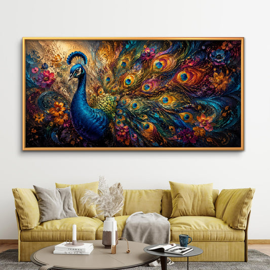 Peacock Premium Canvas Painting - Premium Wall Art | Decor By Neon