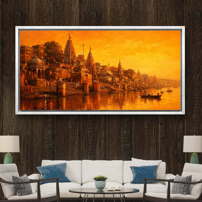 Banaras Ghat Premium Canvas Painting