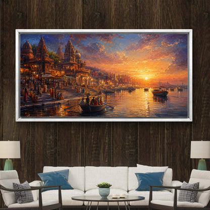 Banaras Ghat Premium Canvas Painting