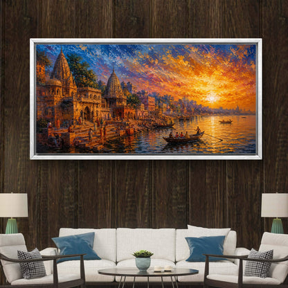 Banaras Ghat Premium Canvas Painting