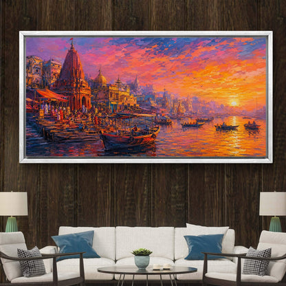 Banaras Ghat Premium Canvas Painting