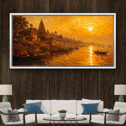 Banaras Ghat Premium Canvas Painting