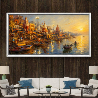 Banaras Ghat Premium Canvas Painting