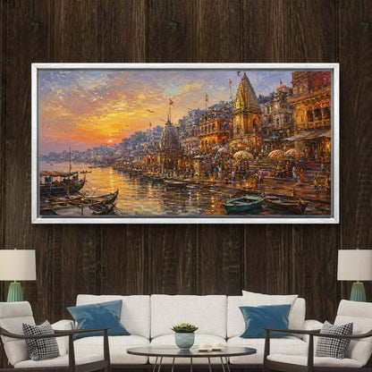 Banaras Ghat Premium Canvas Painting