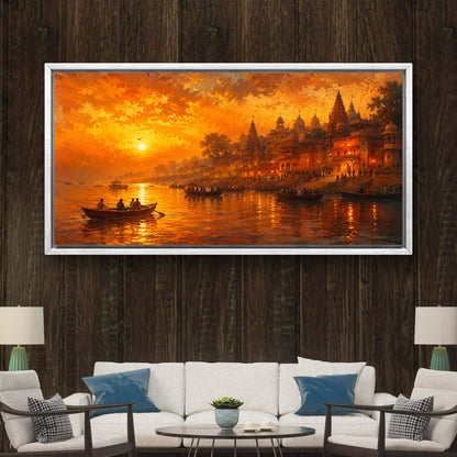 Banaras Ghat Premium Canvas Painting