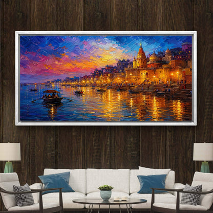Banaras Ghat Premium Canvas Painting