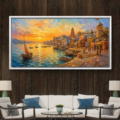 Banaras Ghat Premium Canvas Painting