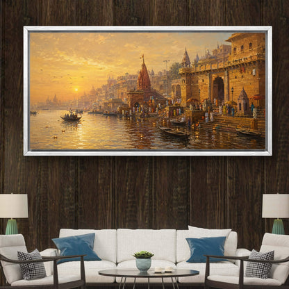 Banaras Ghat Premium Canvas Painting
