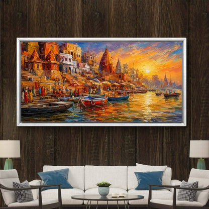 Banaras Ghat Premium Canvas Painting