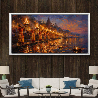 Banaras Ghat Premium Canvas Painting