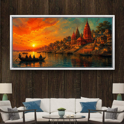Banaras Ghat Premium Canvas Painting