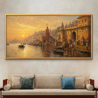 Banaras Ghat Premium Canvas Painting