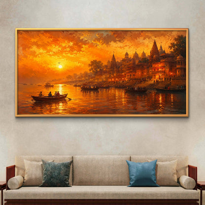 Banaras Ghat Premium Canvas Painting