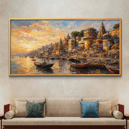 Banaras Ghat Premium Canvas Painting