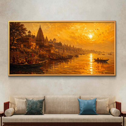 Banaras Ghat Premium Canvas Painting