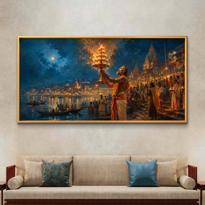 Banaras Ghat Premium Canvas Painting