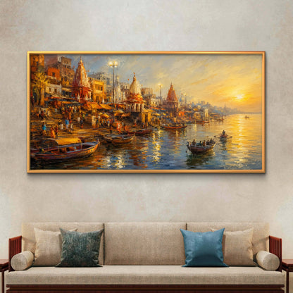 Banaras Ghat Premium Canvas Painting