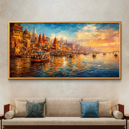 Banaras Ghat Premium Canvas Painting