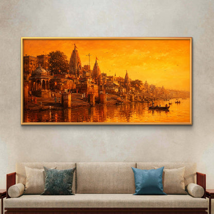 Banaras Ghat Premium Canvas Painting