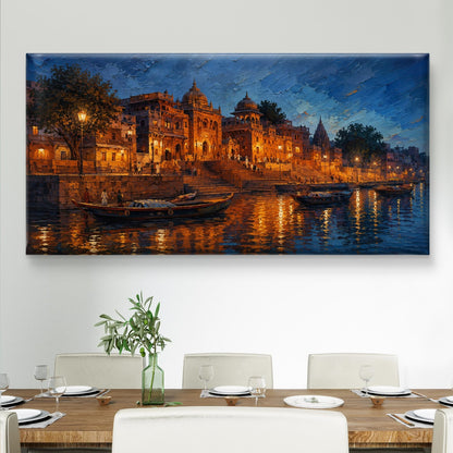 Banaras Ghat Premium Canvas Painting