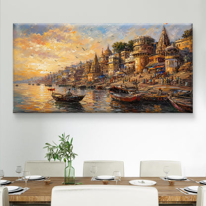 Banaras Ghat Premium Canvas Painting