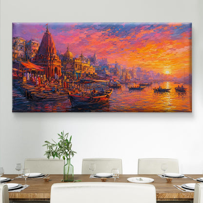 Banaras Ghat Premium Canvas Painting