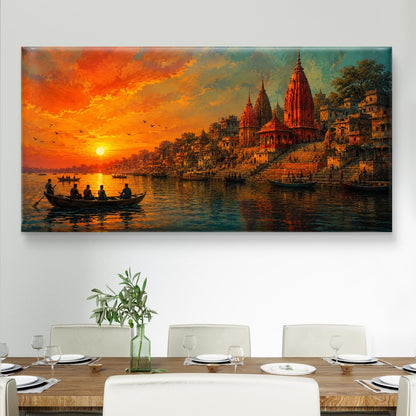 Banaras Ghat Premium Canvas Painting