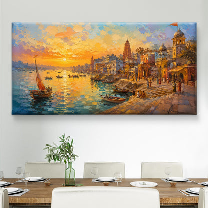 Banaras Ghat Premium Canvas Painting