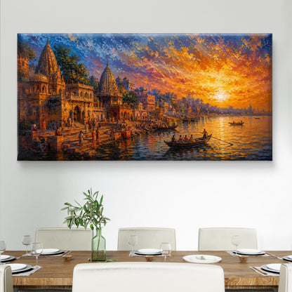 Banaras Ghat Premium Canvas Painting
