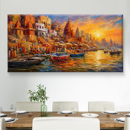 Banaras Ghat Premium Canvas Painting