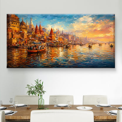 Banaras Ghat Premium Canvas Painting