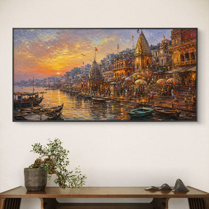 Banaras Ghat Premium Canvas Painting