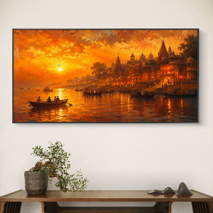 Banaras Ghat Premium Canvas Painting