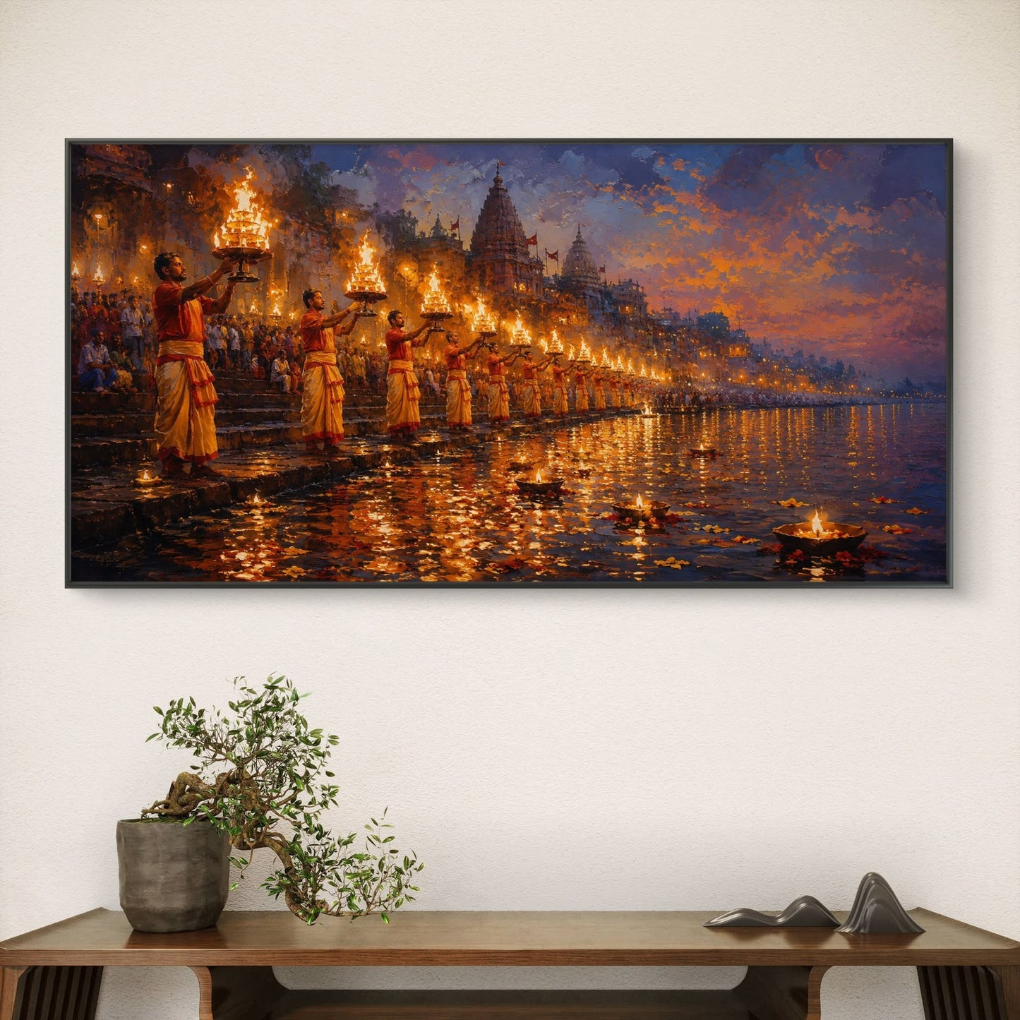 Banaras Ghat Premium Canvas Painting - Buy Online | Decor By Neon