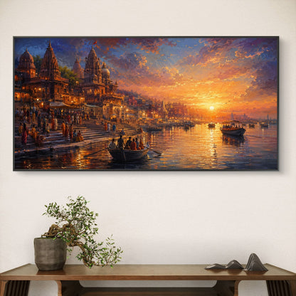 Banaras Ghat Premium Canvas Painting