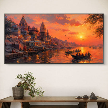 Banaras Ghat Premium Canvas Painting