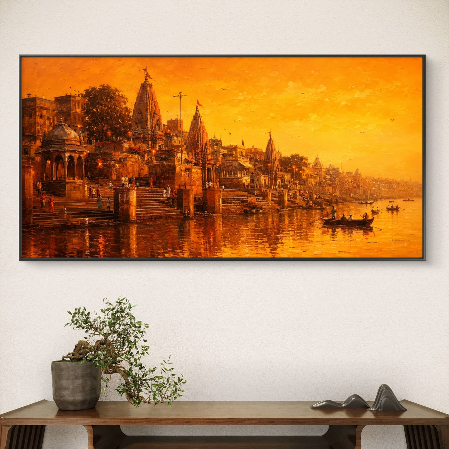 Banaras Ghat Premium Canvas Painting - Buy Online | Decor By Neon