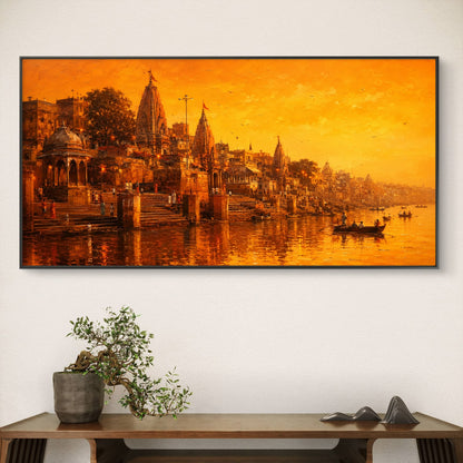 Banaras Ghat Premium Canvas Painting