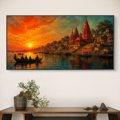 Banaras Ghat Premium Canvas Painting