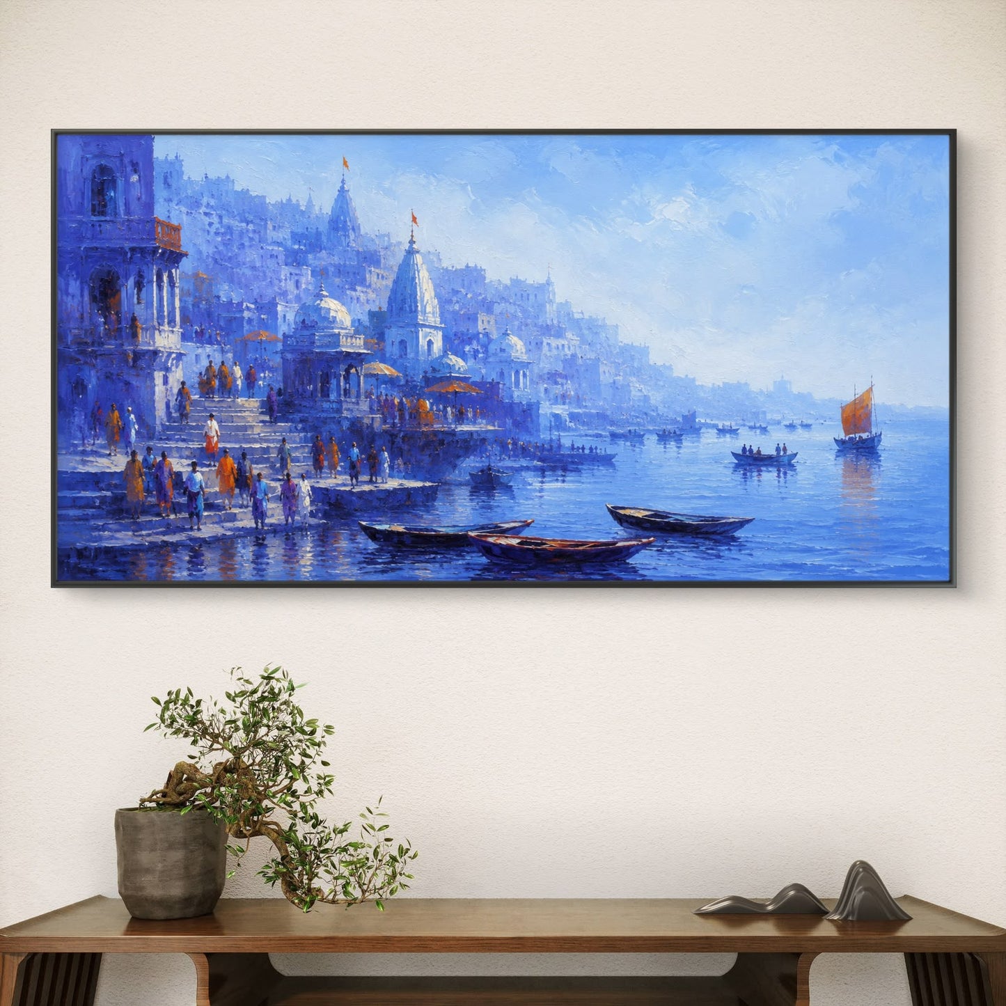 Banaras Ghat Premium Canvas Painting - Buy Online | Decor By Neon