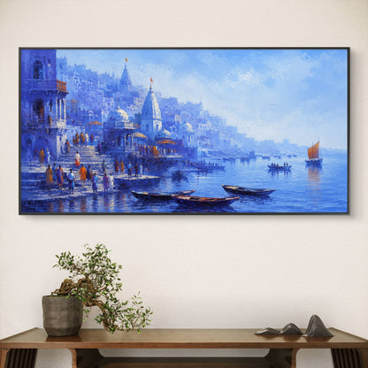 Banaras Ghat Premium Canvas Painting