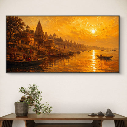 Banaras Ghat Premium Canvas Painting