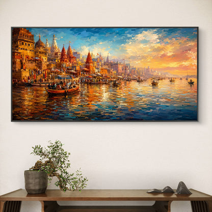 Banaras Ghat Premium Canvas Painting