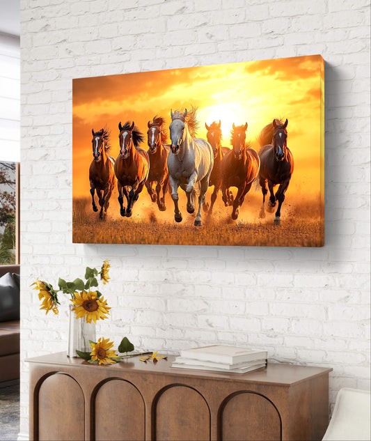 Seven Running Horses Premium Acrylic Wall Art for Home & Office Decor