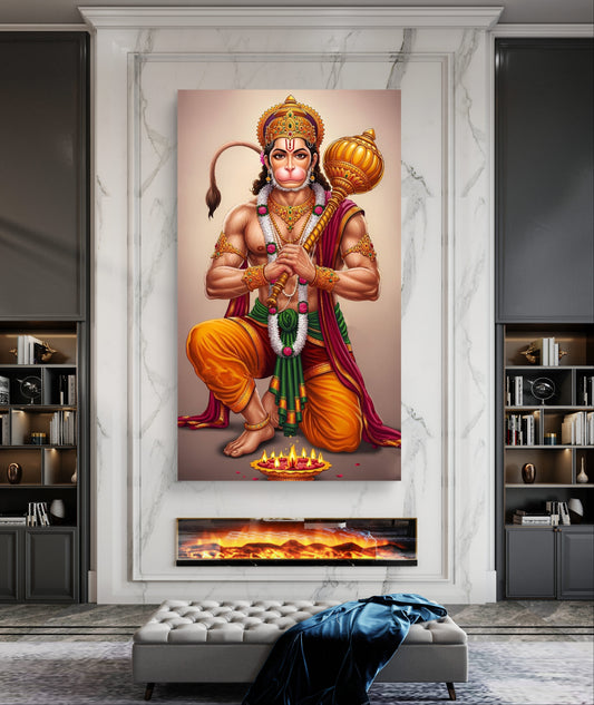Lord Hanuman Premium Acrylic Wall Art for Home & Temple Decor