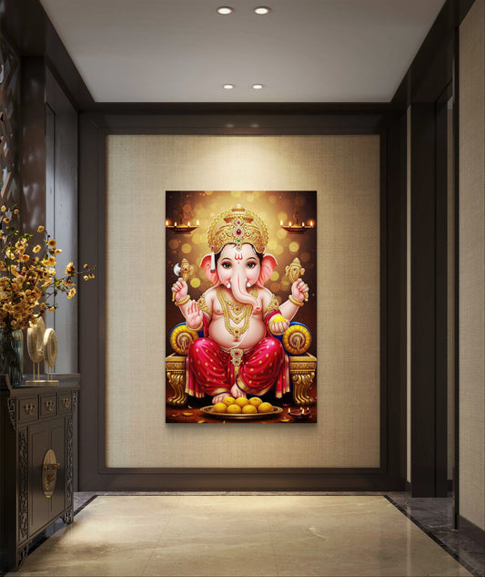 Lord Ganesha Premium Acrylic Wall Art for Home & Temple Decor
