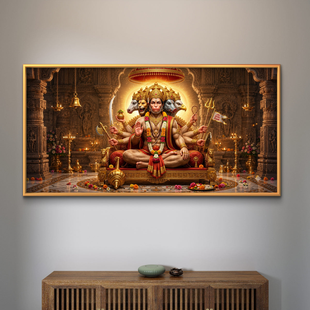Panchmukhi Hanuman Ji Premium Canvas Painting - Buy Online | Decor By Neon