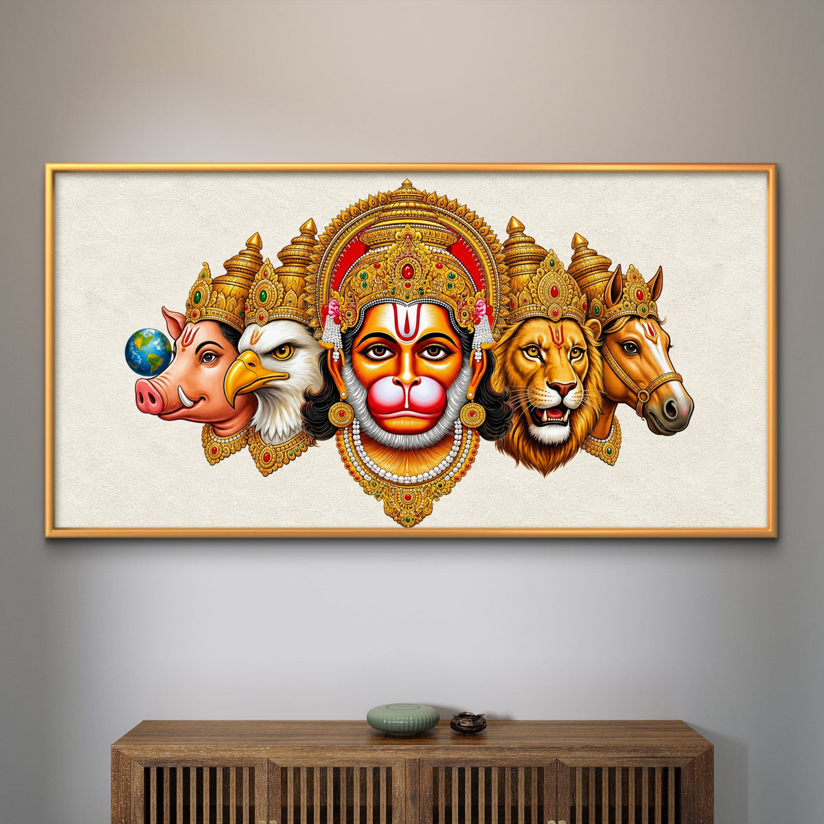 Panchmukhi Hanuman Ji Premium Canvas Painting - Buy Online | Decor By Neon